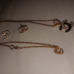 Gold Chanel Necklace And Earrings Set for Sale in Las Vegas, NV - OfferUp