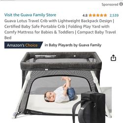 Guava Lotus Travel Crib with Lightweight Backpack Design | Certified Baby Safe Portable Crib 