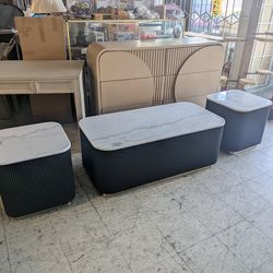 Brand New Damaged Marble Top Coffee Table Set