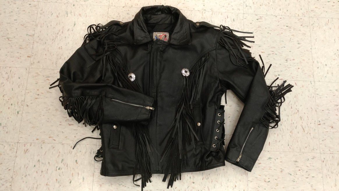 Photo Maryland Leather Inc Mens Black Cafe Racer Motorcycle Leather Jacket Size 44