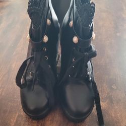 Foreada black & gold high heel booties