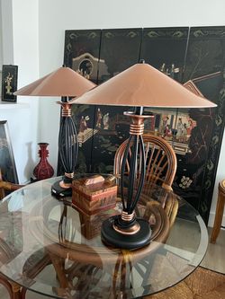 Pair of Asian/Art Deco Table Lamps