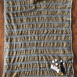 RARE BAPY by BAPE Wool Alpaca Plaid Throw Blanket Made in Japan Dog 61x45