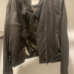 Mango Leather Jacket Black 