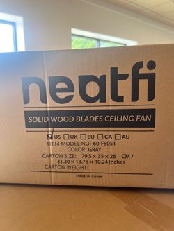 60” fan NEATFI GRAY- no light