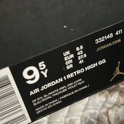 Air Jordan 1 Retro High Gs Deep Royal 9.5y 