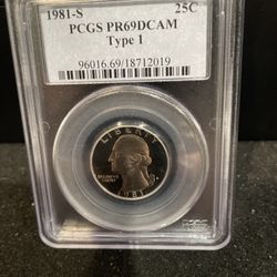 1981 S Gem Proof Washington Quarter Graded By PCGS At PR69 C-15