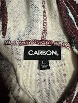 Carbon Pullover Hoodie Aztec Print Burgundy 100% Cotton Size Large
