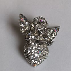 PRETTY SILVER TONE RHINESTONE BROOCH PIN ⭐️⭐️⭐️⭐️⭐️VINTAGE TO FASHION 