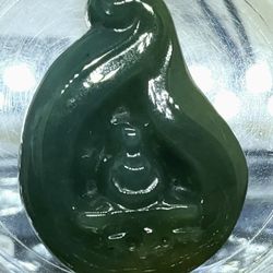 Burmese icy Type A Jadeite Jade Pendant Peaceful Meditation.