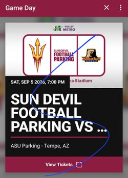 ASU Football Game parking pass