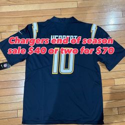 $40 Hampton, McConkey Navy white and gold Justin Herbert Los Angeles chargers jersey
