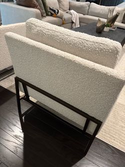 Modern Boucle Accent Chair with Metal Base