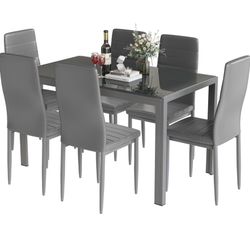 Dining Glass Table With 6 Chairs 