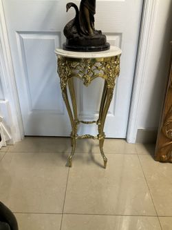 Pedestal De Bronze Macizo Y Mármol