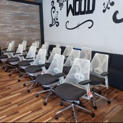 HERMAN MILLER SAYL CHAIRS FULLY LOADED WITH LUMBAR SUPPORT. 