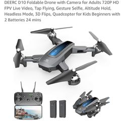DEERC Foldable Drone w/ Camera + Case + Extra Parts