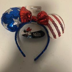 Patriotic Forth Of July Minnie Mouse Ears Headband 