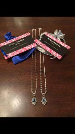 NEW Hamsa Hand Spinning Evil Eye Charm on Sterling Chain