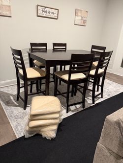 Counter Height Dining Table Set with 6 Chairs &Server