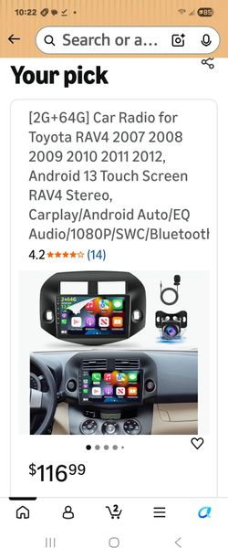 [2G+64G] Car Radio for Toyota RAV4 2007 2008 2009 2010 2011 2012, Android 13 Touch Screen RAV4 Stereo, Carplay/Android Auto/EQ Audio/1080P/SWC/Bluetoo
