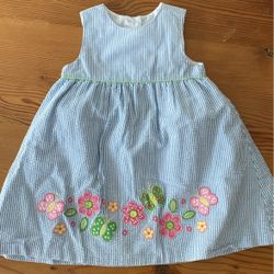 Blue and White Seersucker Toddler Girls Dress