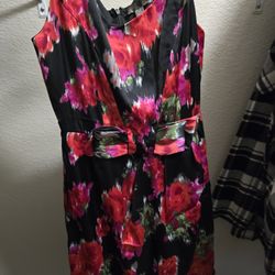 Black Floral Dress Womens Size Small