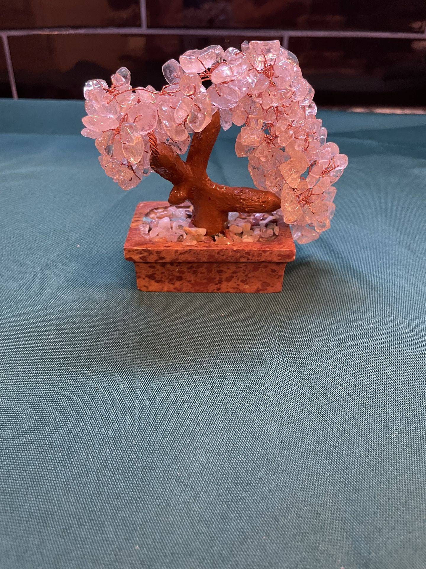 Beautiful Feng Shui Natural Rose Quartz Money Tree Bonsai 