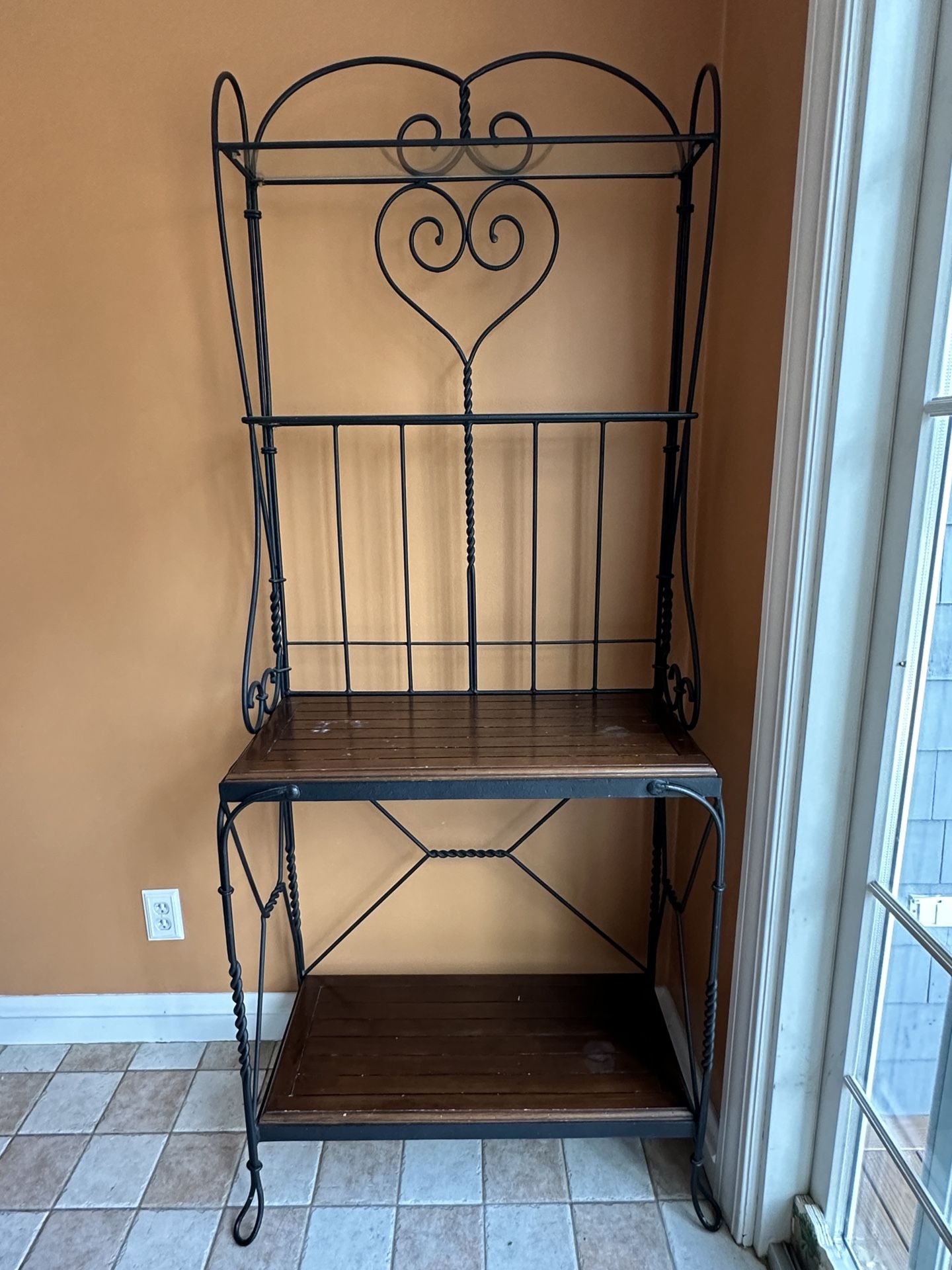 Wrought Iron Table & Chairs With Hutch