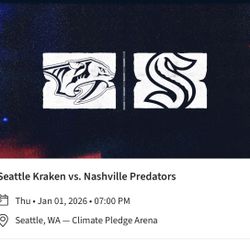 2 tickets Kraken vs. Nashville Predators, Thursday 1/1, 7:00 PM