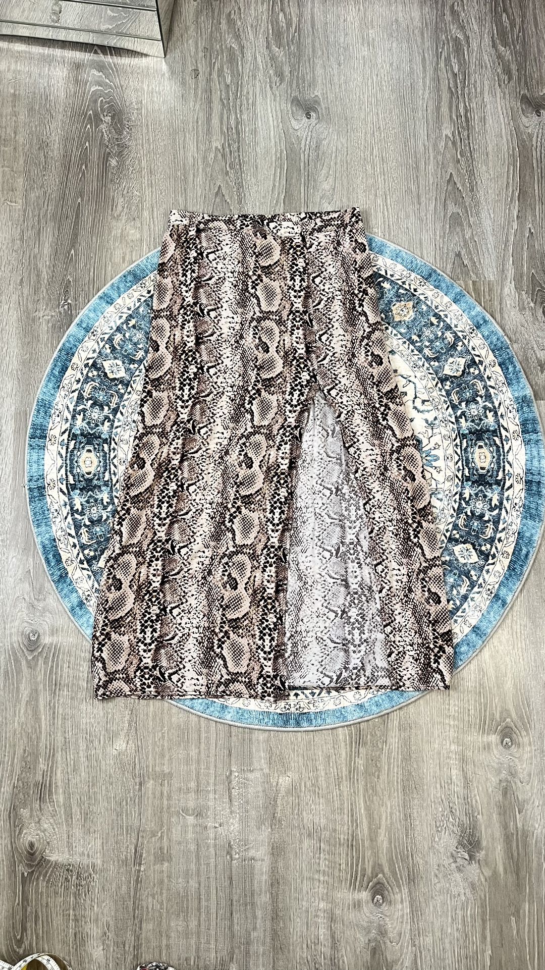 Wild Fable Small Brown Black Cream Snakeskin High Slit Long Maxi Skirt