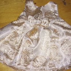 Girls 6-9m Infant Dress. Gold Floral 