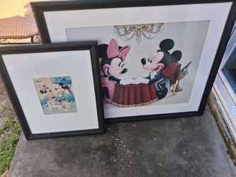 Disney Mickey & Minnie Mouse Framed Prints Set of 2