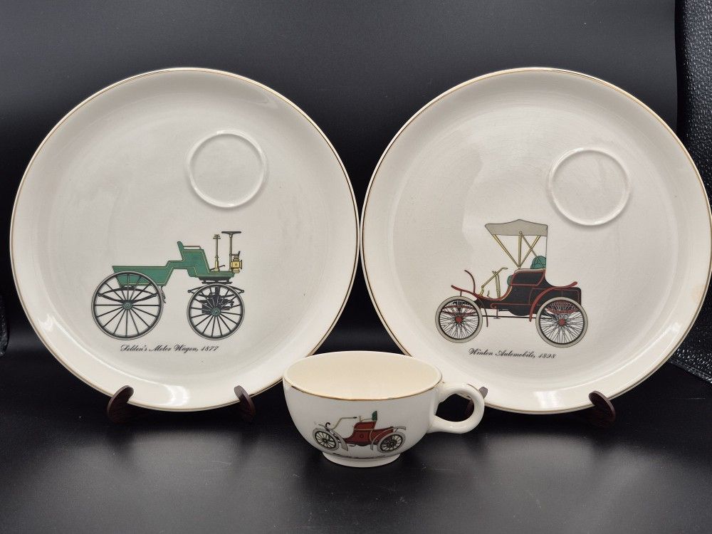 Vintage Salem 23K China 2 Snack Plates & 1 Cup