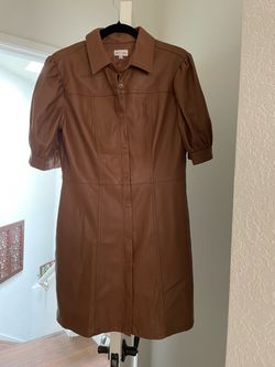 Kit + Sky Faux Leather Button-Front Mini Dress