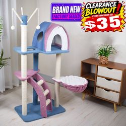 55" Tree Cat Activity Scratching Post Tower Condo Furniture Kitty Play House