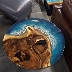 Round Resin Ocean Coffee Table