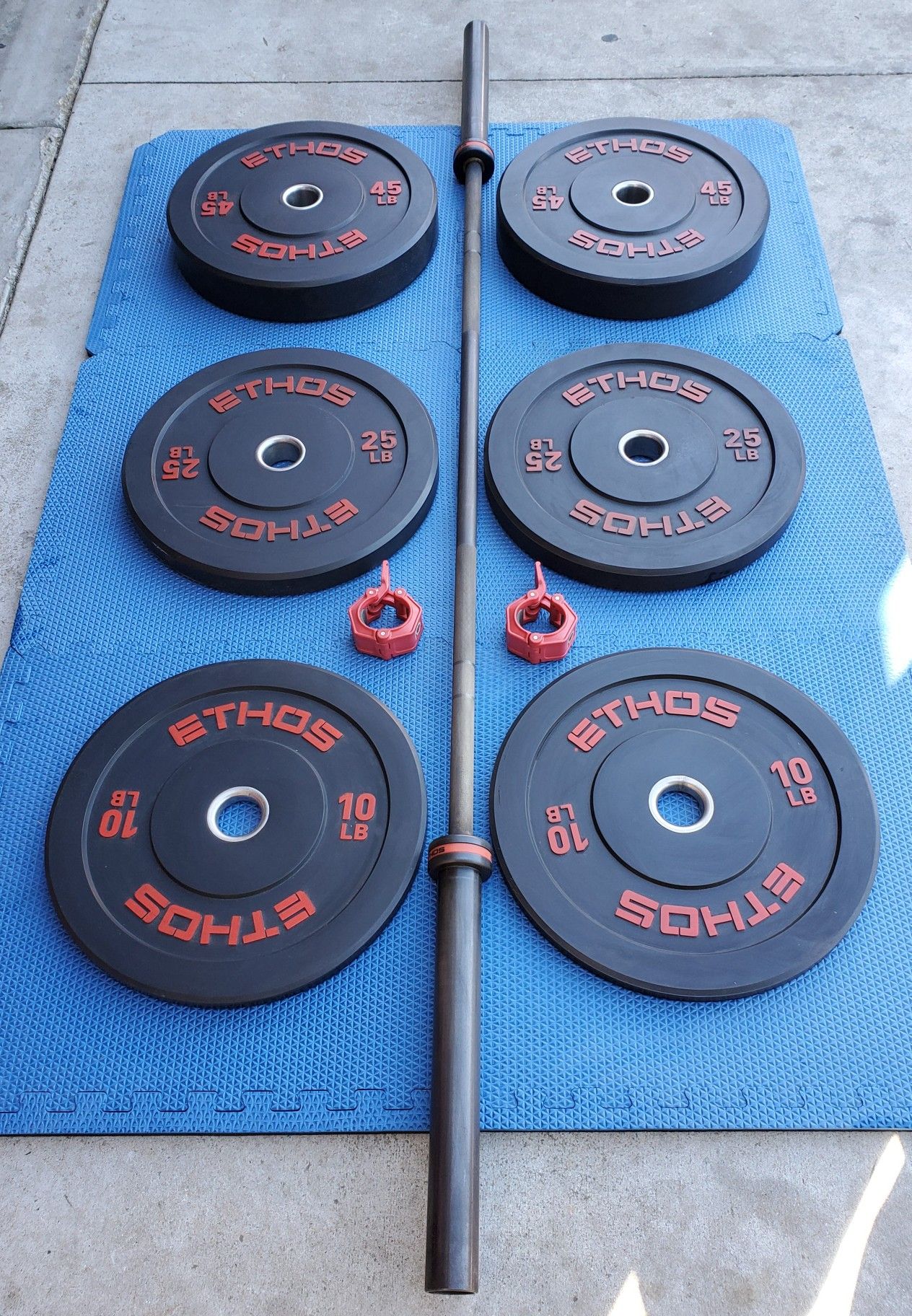 BUMPER PLATES WITH OLYMPIC BARBELL