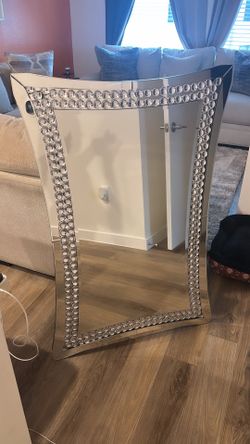 Mollai Collection Silver Full Mirror W. Diamonds