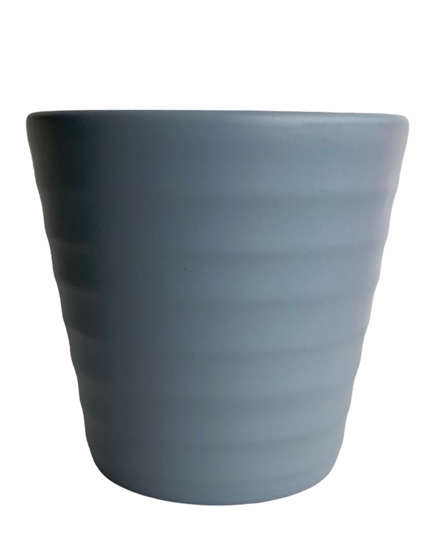 Light Blue Ceramic Floral Planter Pot Cylinder Vase Sunflower Flower 5”Hx5”D