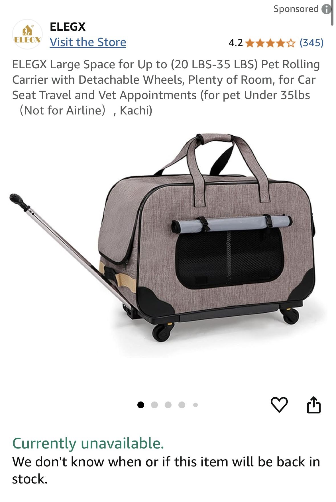Rolling Pet Carrier- XL. Brand New never used.