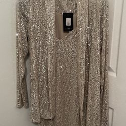 2 pc Dress & Jacket Sequence Set