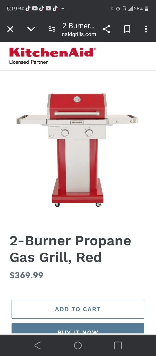 Kitchenaid 2 Burner Gas Grill