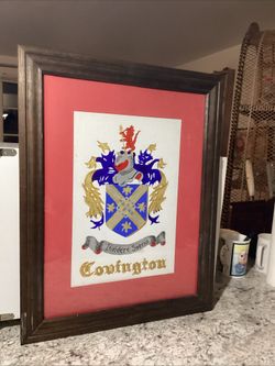 Covington Family Crest Framed Heraldry Art