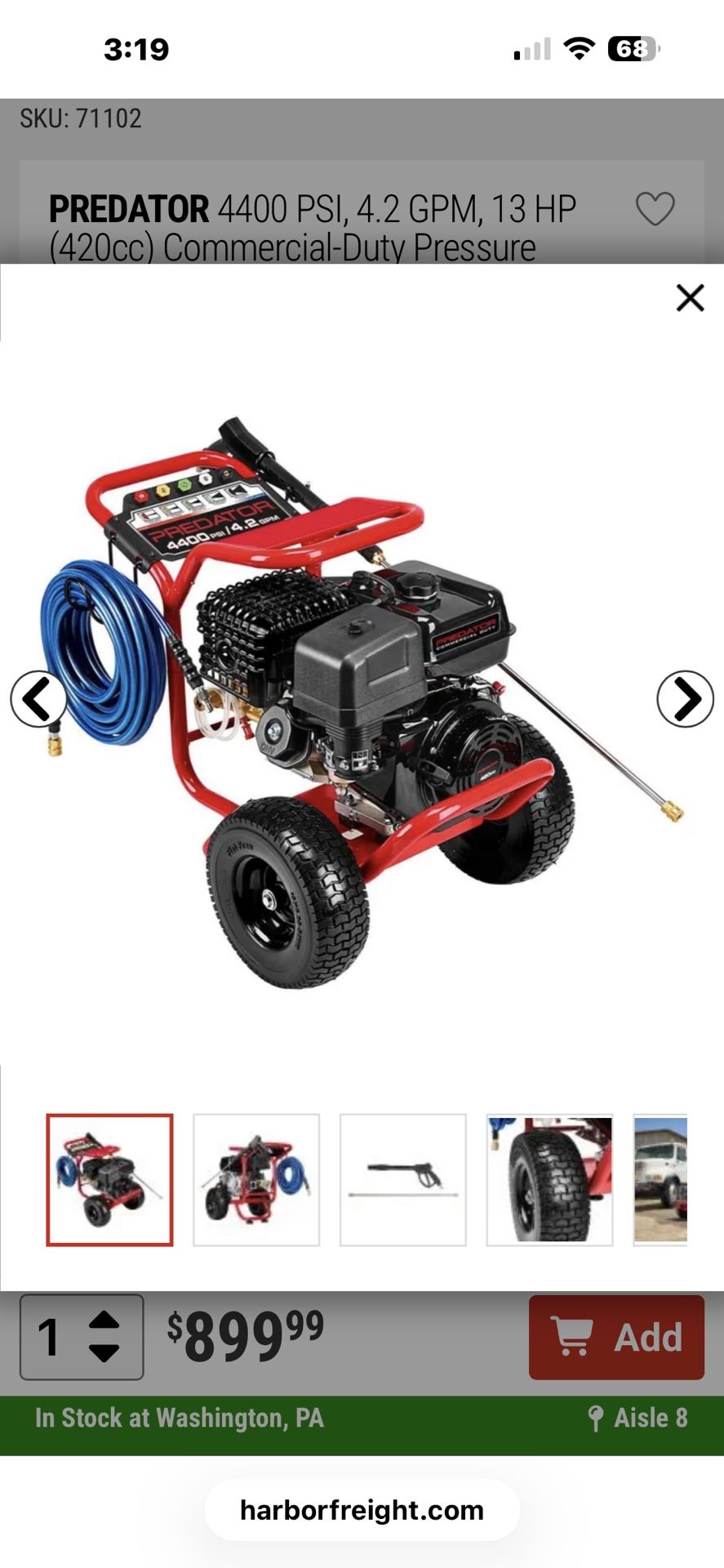 Predator 4400 Psi 200 Feet Of Hose Still Under Warranty Only Used For Three Hours