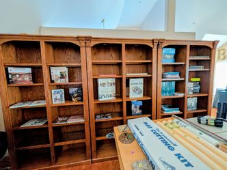 Large Oak Wall Bookcase Unit