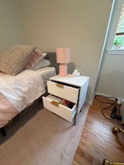White Nightstand with Two Drawers