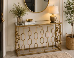 Elegant Gold  metal Accent Console / Entryway Table