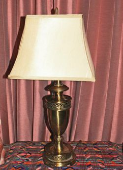 Vintage solid Brass Table Lamp with Silk Shade