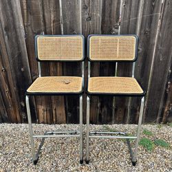 Scandinavian Design Bendt Bar Stools Rattan Cane 